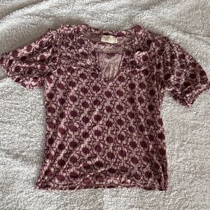 Nation LTD Burgundy Patterned Blouse